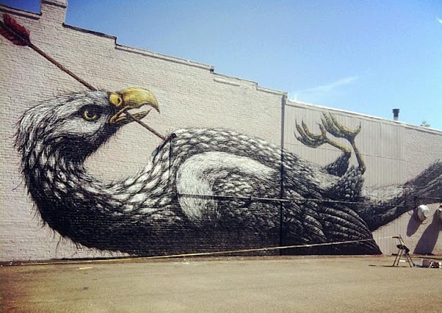 A famous piece by Roa in Richmond's street art collection