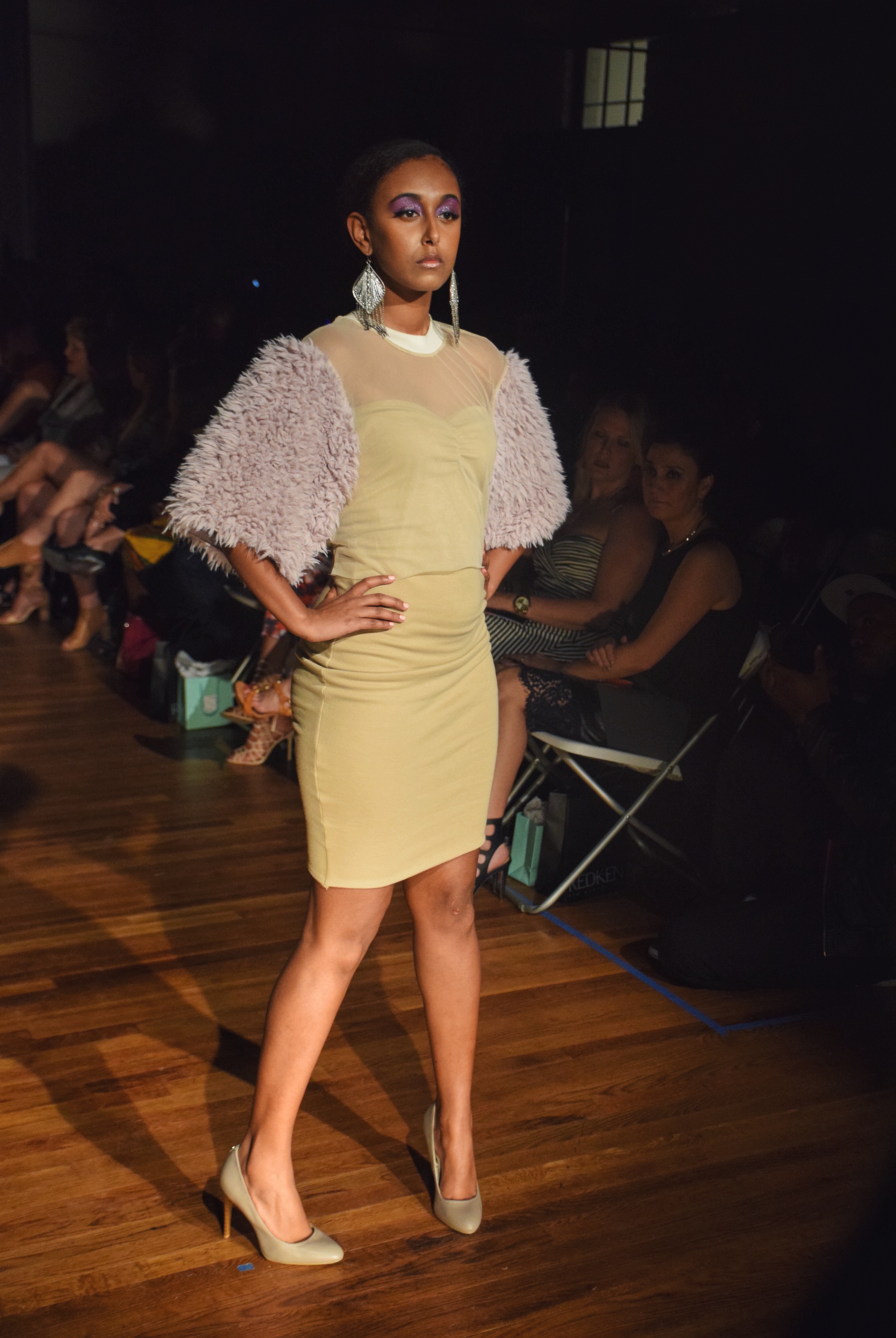 LaPosh by India Watson played with sheer and teddy fur accents on formal wear adding a playful edge.