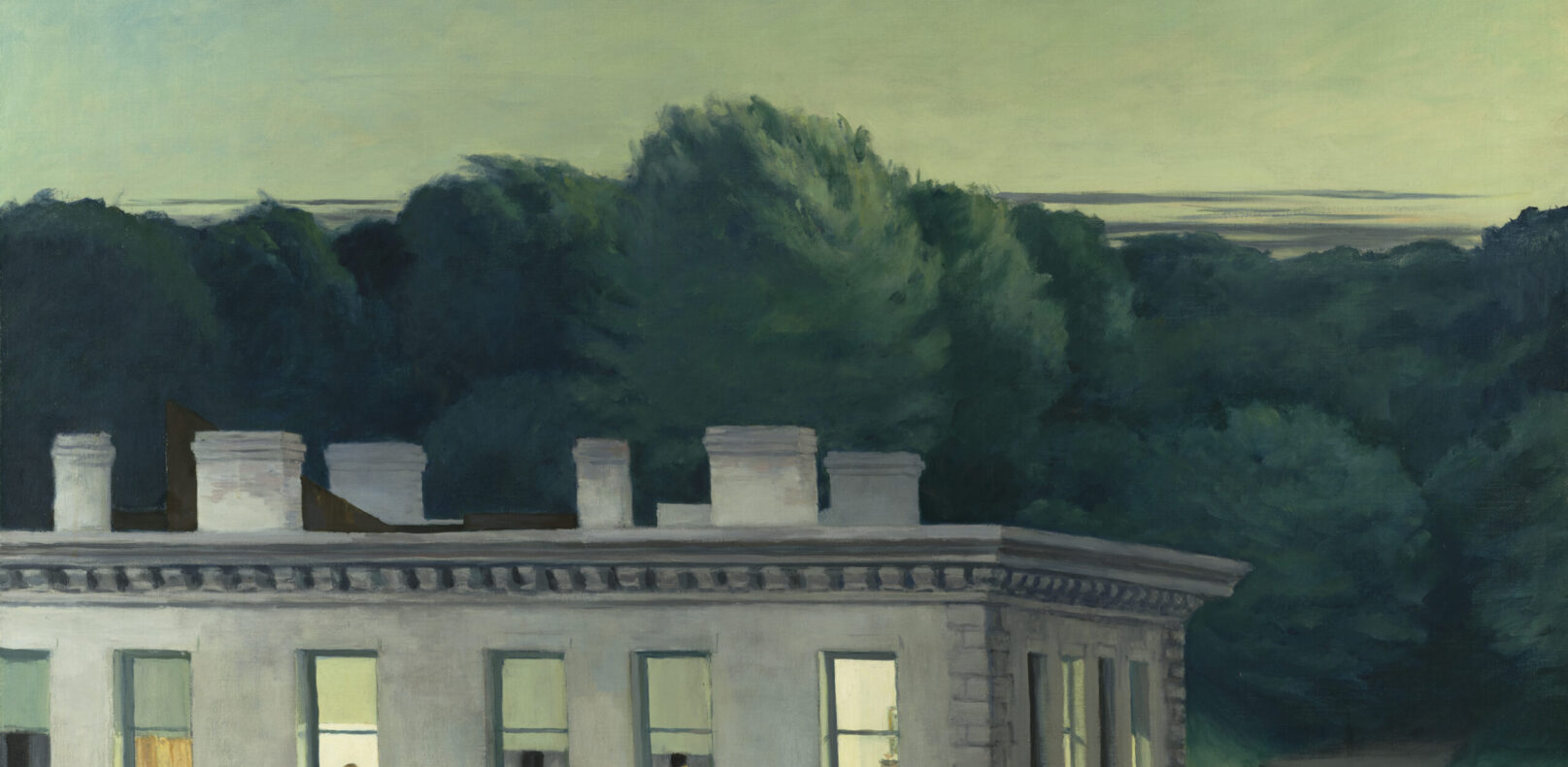 "Edward Hopper
House at Dusk, 1935
Oil on canvas
36 ¼ x 50 in. (92.1 x 127 cm)
Virginia Museum of Fine Arts, Richmond
John Barton Payne Fund, 53.8
photo: Katherine Wetzel  © Virginia Museum of Fine Arts
© 2019 Heirs of Joesephine Hopper / Licensed by Artists Rights Society (ARS), NY"